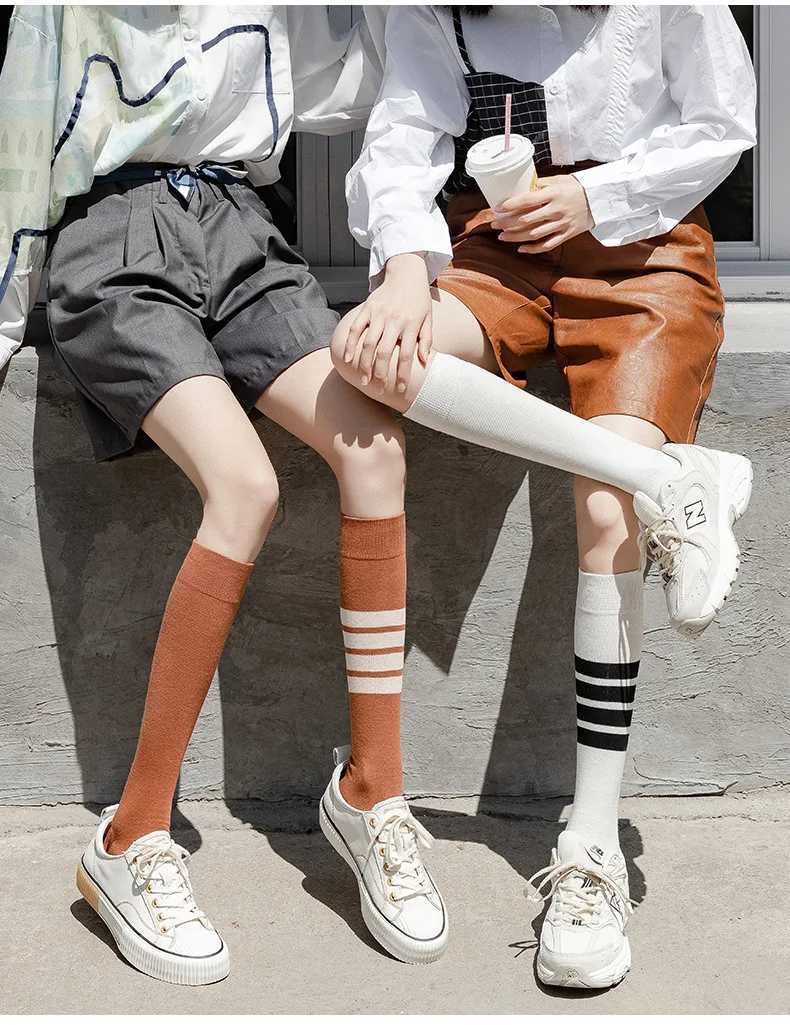 1 pair sports socks casual asymmetrical calf socks striped four bar calf socks mid length socks Y251024