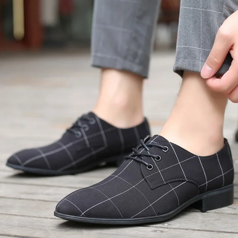 Mens Dress Shoes Breathable Canvas Shoes Pointed Toe Business Casual Shoe Wedding Shoes for Men LaceUp Oxford Shoe Big Size48 251023