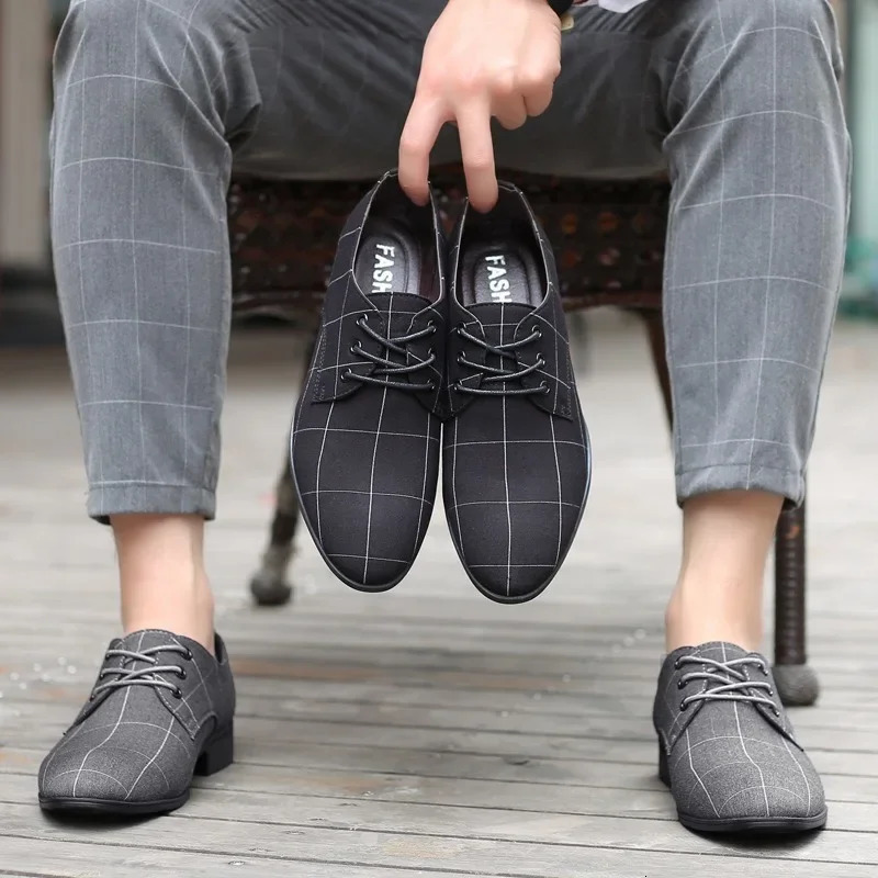 Mens Dress Shoes Breathable Canvas Shoes Pointed Toe Business Casual Shoe Wedding Shoes for Men LaceUp Oxford Shoe Big Size48 251023