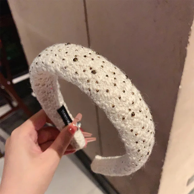 French retro plush rhinestone wide edge sponge hair accessories hoops headband for women high cranial top hair clips headbands 251023