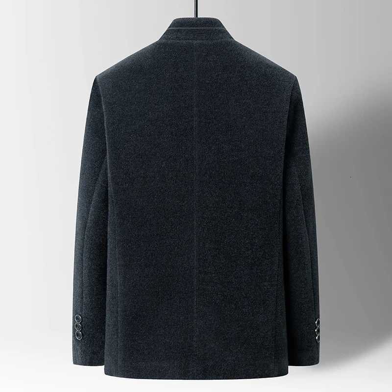 2025 Mens Woolen Stand Collar Mens Jacket Suit Autumn Winter Wool Blend Coats Male Casual Wool CoatT251025