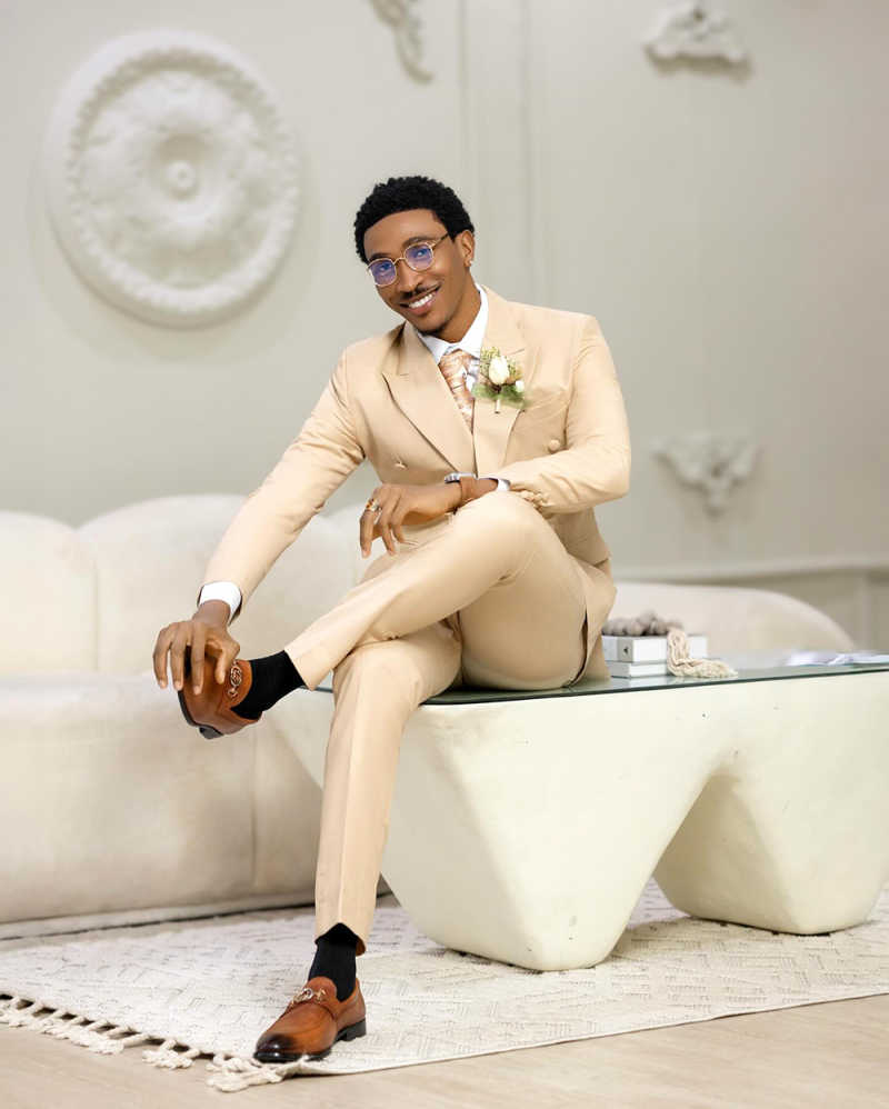 2-piece beige lapel men's suit summer fashion double breasted formal dress smart casual wedding jacket+pants