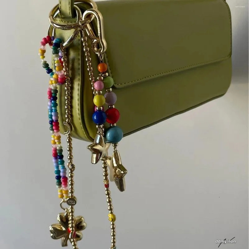 Colorful Hand Woven Keychain: Bohemian Bag Hanging Pendant With Bead Accents, DIY Accessories Ddmymon