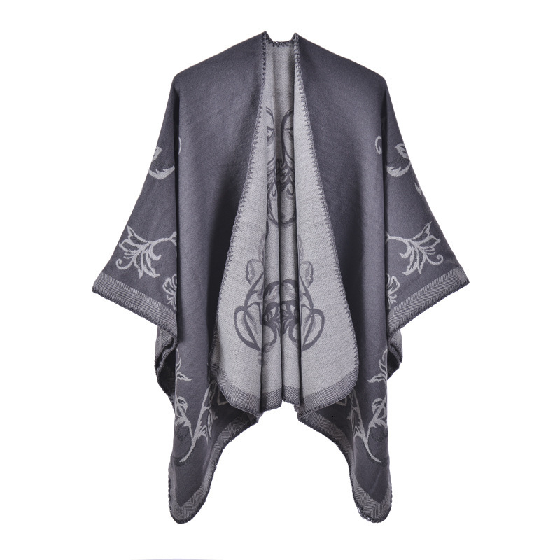 Womens Shawl New Autumn Winter Imitation Cashmere Jacquard Split Warm Thickened Shawl Cape Hot Sale