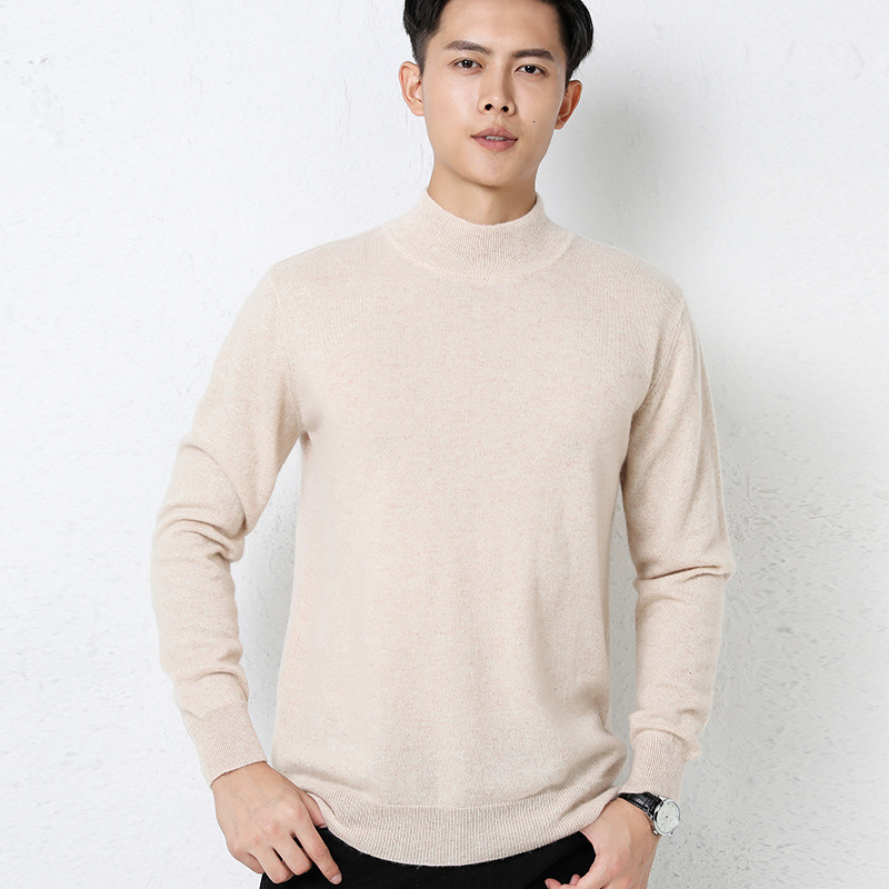 2025 Autumn Winter Designer Sweater New Men's Business Pullover Solid Color Casual Sweater Men's Base Half Turtleneck Knit