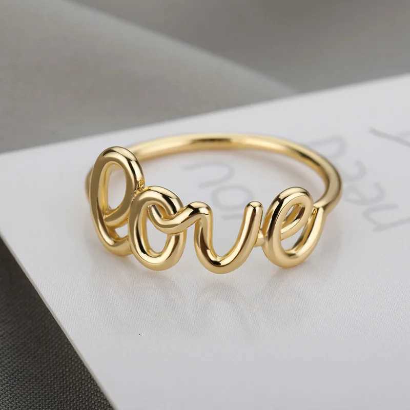 Romantic Love Letter Rings For Women Stainless Steel Geometric Creative Finger Rings Engagemen Wedding Couple Jewelry GiftXJ251025