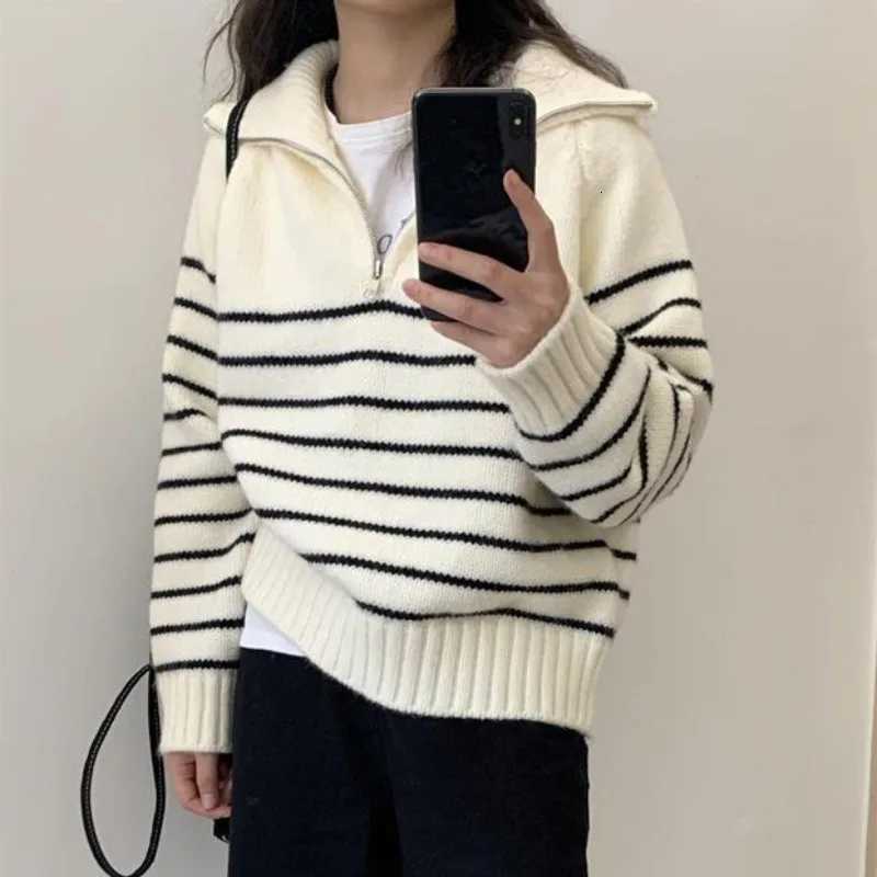 Autumn Winter Fashion Striped Pullover Sweater Women Knitted Shirts Female Oneck Knitwear Long Sleeve Casual Sweaters Knit TopsT251025