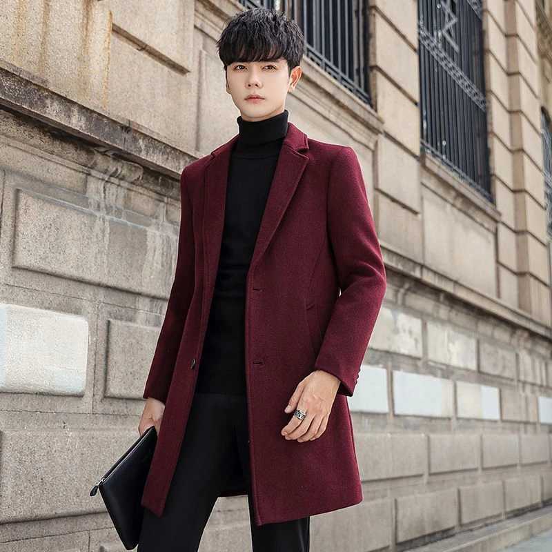 COMXZ Mens Wool Overcoat Winter Luxury Outdoor Office Thickened Coat Casual Daily Wear Windproof Fashionable Trench OuterwearT251025