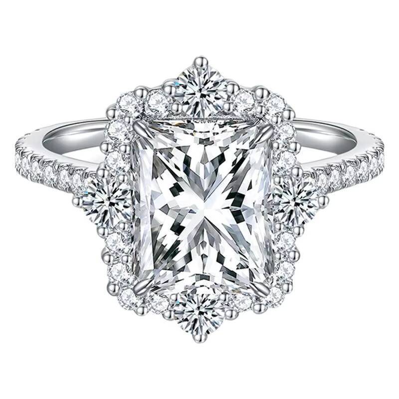 Wedding Bridal S925 Sterling Silver Couples Rings Anniversary Gift 4ct Radiant Cut D Color Moissanite Rings for Women