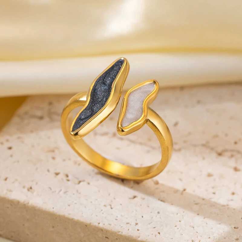 Stainless Steel Wave Drip Glaze Open Rings for Women Retro Punk Style Trendy Creative Exquisite Ring Accessories GiftXJ251025
