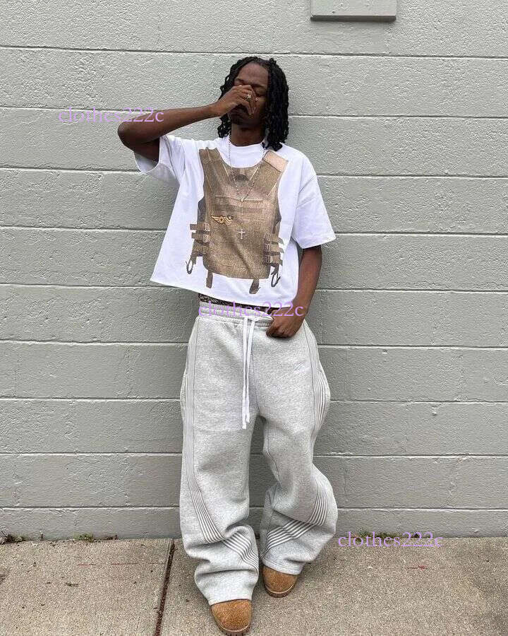 American Y2k Pants Mens Womens Haruku Hip Hop Striped Letters Embroidery Retro Baggy Sweatpants Drawstring Trousers