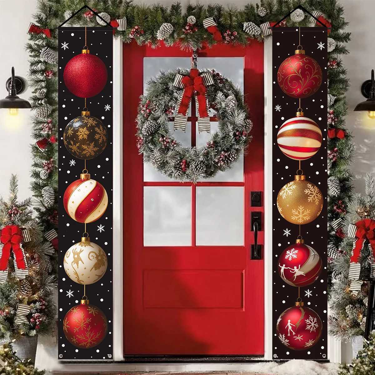 Christmas Hanging Door Banner Merry Christmas Decoration for Home 2025 Xmas Ball Decor Navidad Notal Noel Ornament New Year 2026 C251024