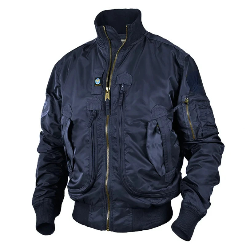 Men Climbing Ma1 Jackets Big Pocket Pilot Baseball Working Clothes Coat Armygreen Cargo Jacket Standcollar Motorcycle Outwear 251023