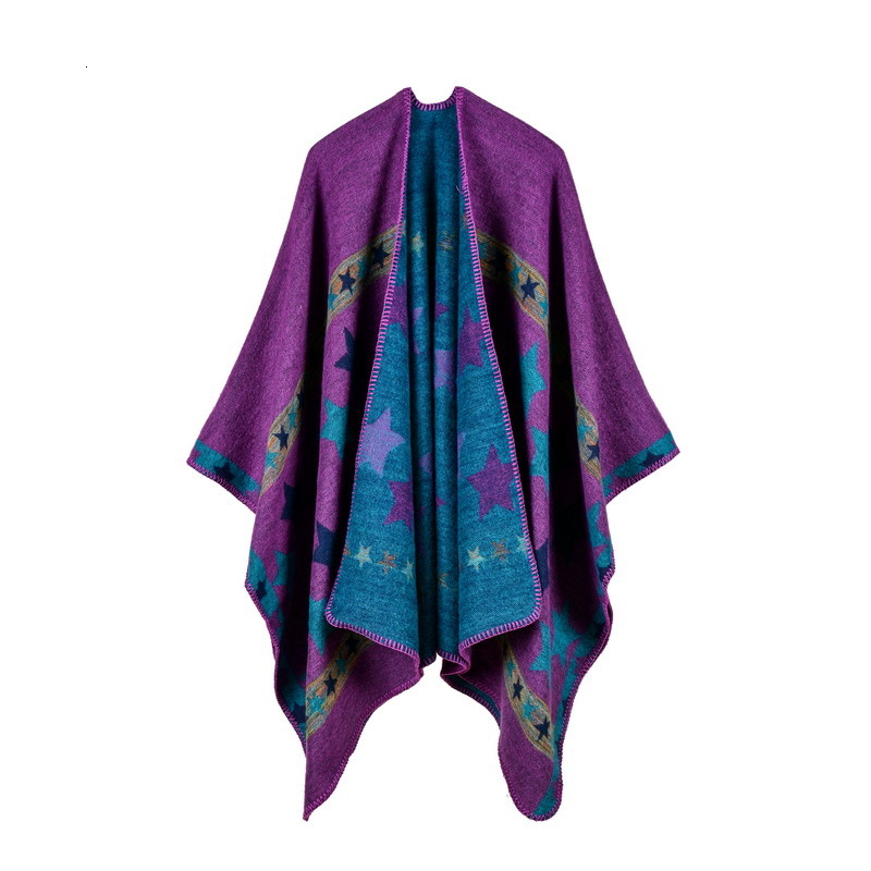 New Womens Star Color Stripe Imitation Cashmere Shawl Extra Long Thick Versatile Multiuse Shawl