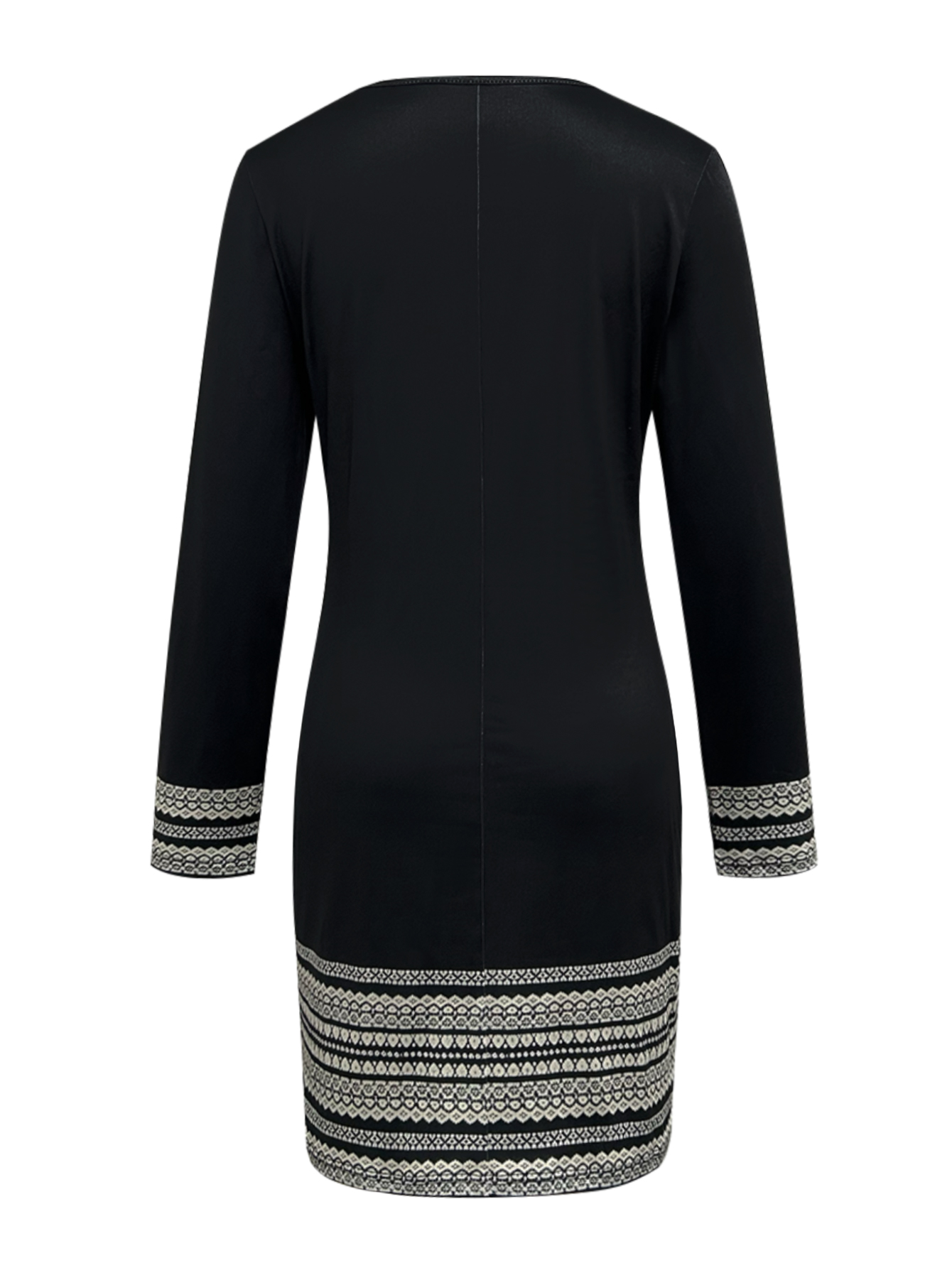 Autumn Winter Women's Fashion Printed Versatile Elegant Commute Style Young Office Lady Work Dress Black Dress, S-XXL---CF55346