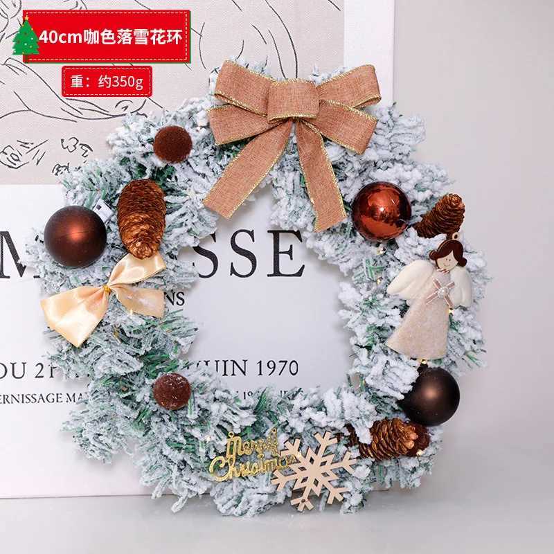 Christmas Decorations 40cm Snowfall Christmas Wreath 2025 New Christmas Door Hanging Vine Circle Scene Decoration Props C251024