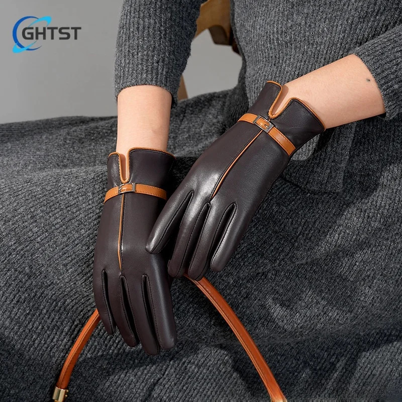 Korean Winter Warm Women Leather Gloves Outdoor Riding Driving with Wool Thickened AntiWind Cold Gloves Male 251023