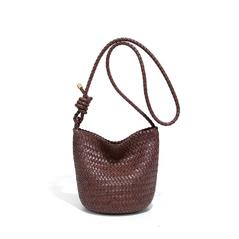 Korean Trend New for Women, Light Luxury High-End Handmade Woven Bucket Crossbody Bag