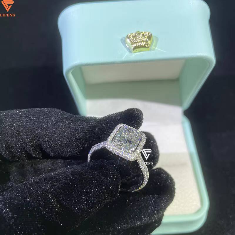 Custom High Quality 10K 14K 18K Real Gold Radiant Cut Moissanite Rings Classic Style Wedding Jewelry for Women and Men