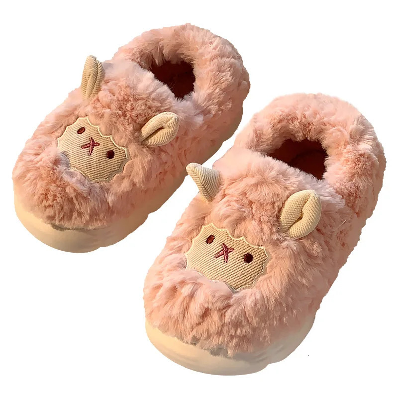 Cute little lamb ladies Slipper winter bags heel footwear Anti slip fuzzy cotton shoes indoor Comfort womens slippers Botas251020