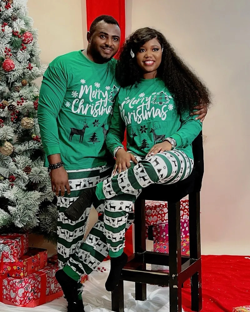 Merry Christmas Family Matching Outfits All Elk Print Mother Father Kids Pajamas Set Soft Loose Sleepwear Xmas Look Gift Pyjamas 251023