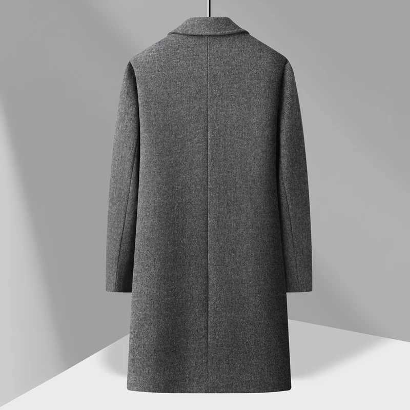 Winter Mens Essential Wool Blend Coat Thick Thermal Quilted Overcoat Gentlemen Light Gray Brown Charcoal Beige Attire BusinessT251025