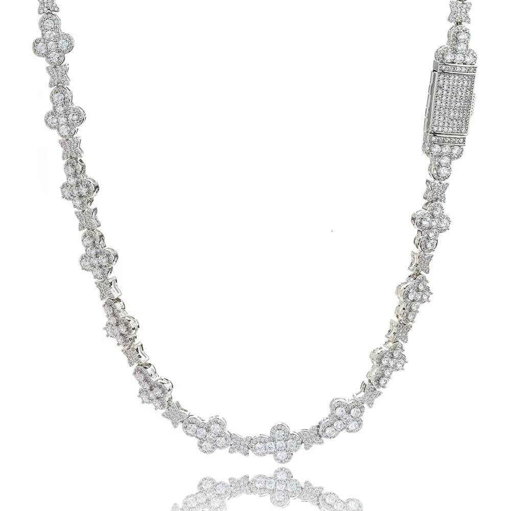 Hip Hop 10mm Cross Star S925 Silver Moissanite Necklace High End Clavicle Chain for Women Jewelry