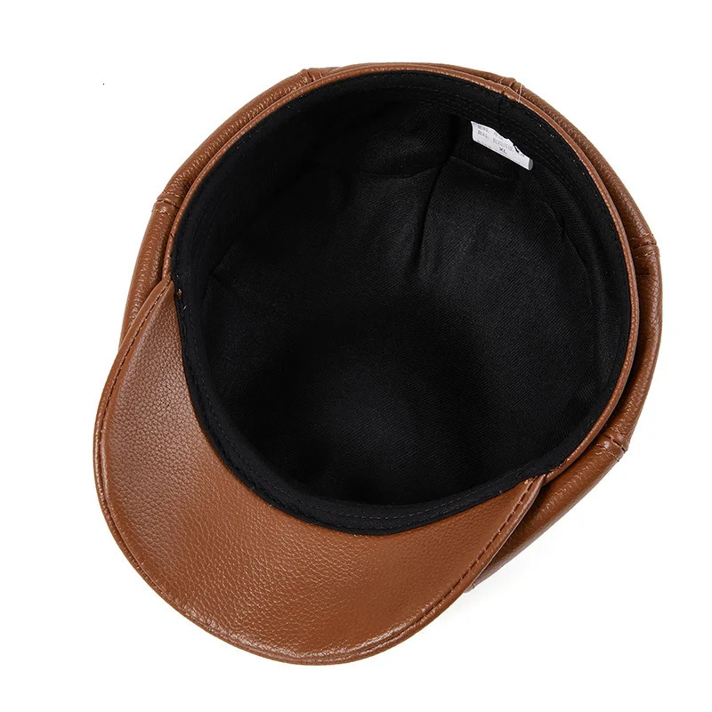 Genuine Leather Beret Hat Unisex 8Panel sboy Cap for Men Women Vintage Soft Peaked Baker Boy Hat 251023
