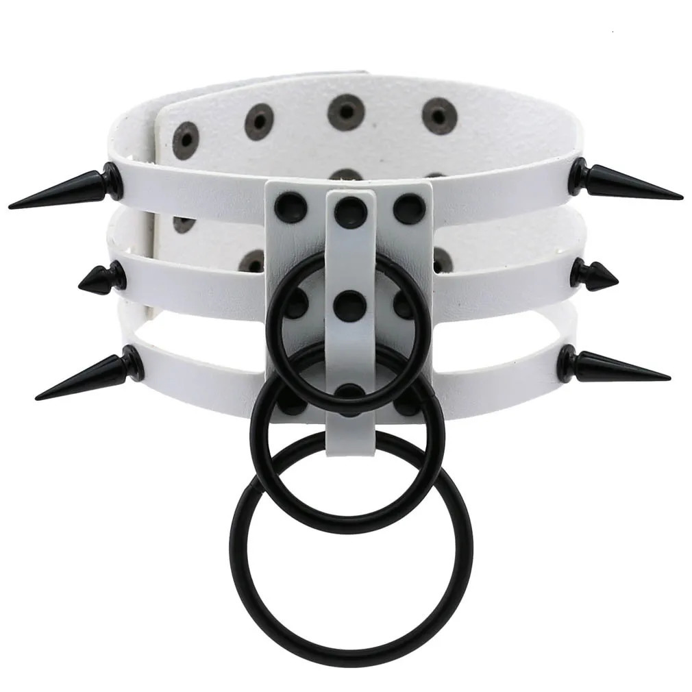 Fashion Women Men Black Rivet Leather Bondage Choker Necklace Punk Circle Spike Goth Collar Harajuku Necklaces Emo Witch Jewelry 251023