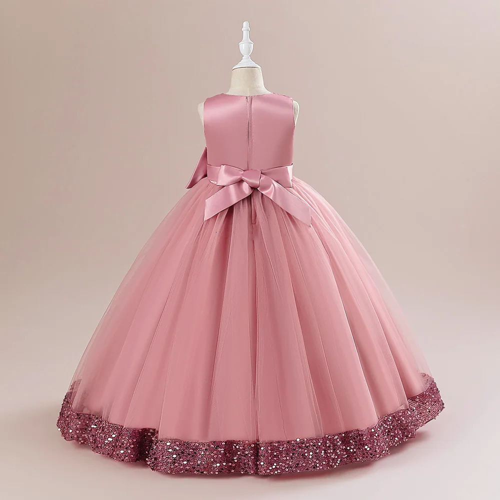 Red Christmas Dress For Girls Children Princess Costume Bow Sequin Kids Wedding Party Dresses Pageant Formal Evening Vestidos 251023