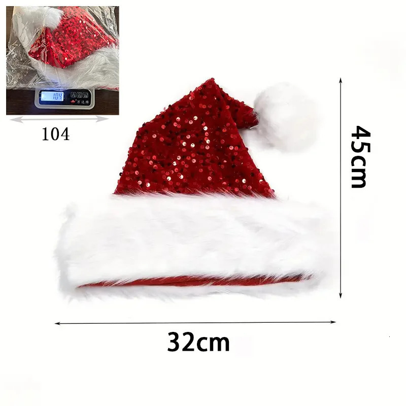 Christmas Decoration Atmosphere Hat Double Hat Plush Hat Adult Large Thickened Long Hair Christmas Hat 251023