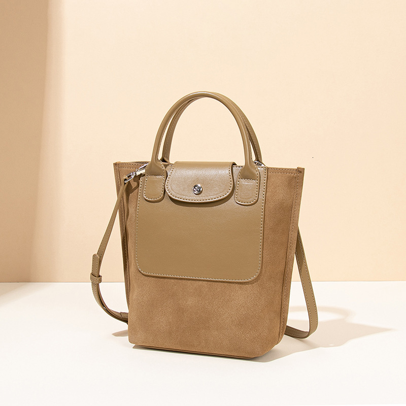 French Style Dragon Embroidered REPLAY Bucket Niche Design High-end Patchwork Suede Shoulder Crossbody Tote Bag