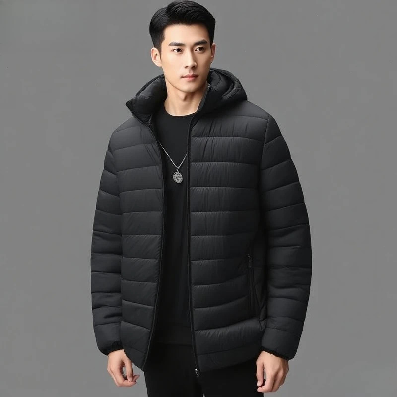 Winter FleeceLined Thickened Cotton Coat BusinessCasual Windproof Warm Lightweight Fashionable Hooded Jacket Sports 251015
