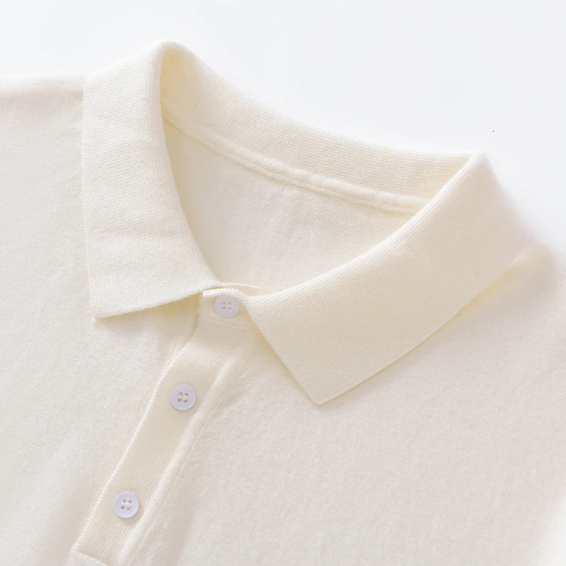 2025 Classic Polo Neck TShirt Pullover Men Knitwear Wool Lyocell Blend Sweater Short Sleeved Cool HighQuality Clothing Tops 251015