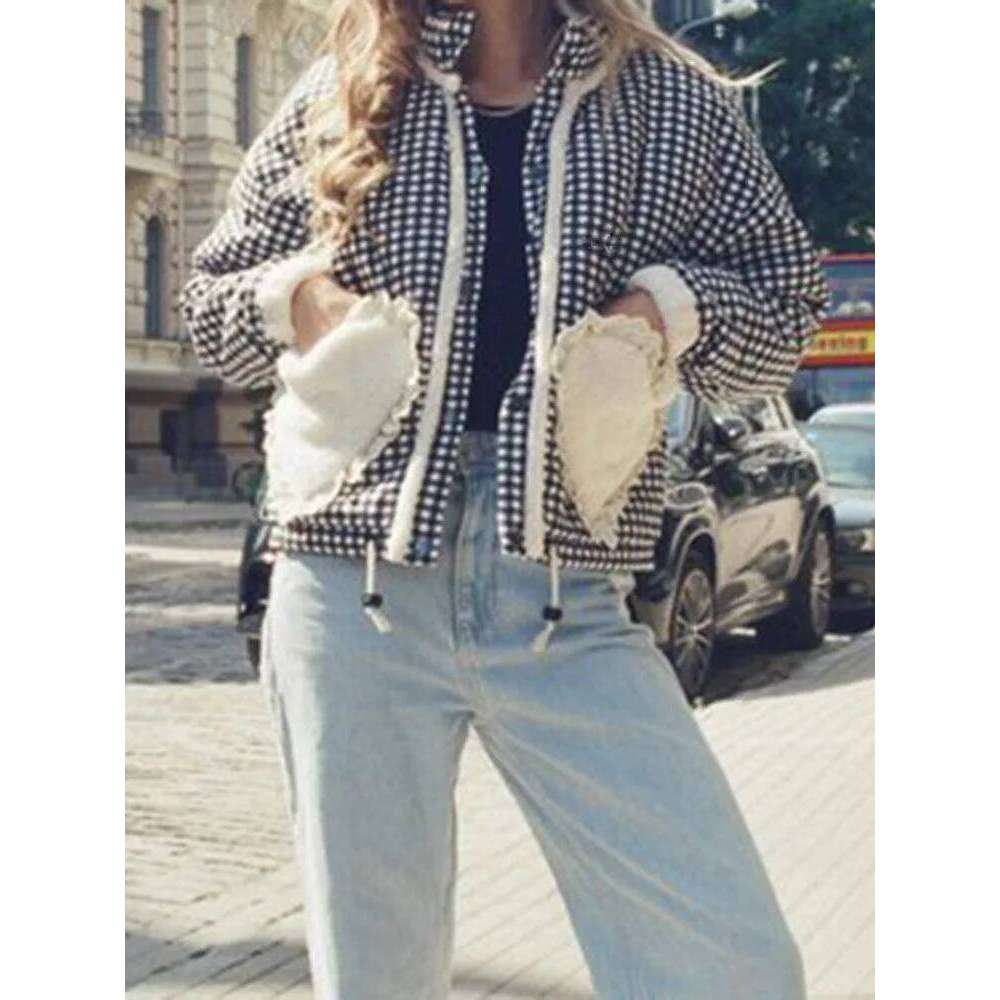 Women Lovely Loose Heart Patterned Parkas 2025 Winter New Long Sleeve Quilted Cotton Padded Jacket Coat Female Cute Outerwear Coats Designer Women