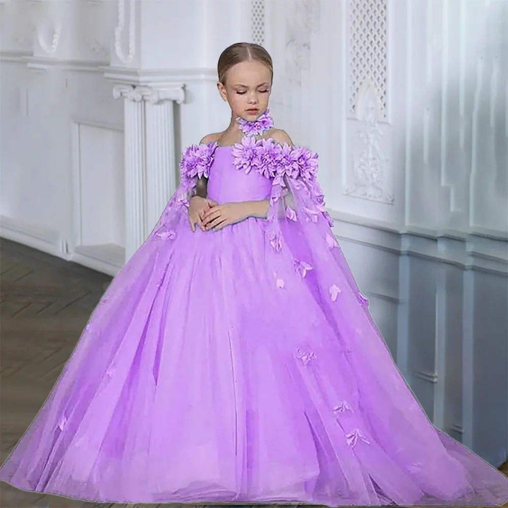 Flower Wedding Party Dress For Girls Kids Princess Tutu Dresses Girl Fashion Lace Birthday Clothes Summer Evening Prom Gown 251023