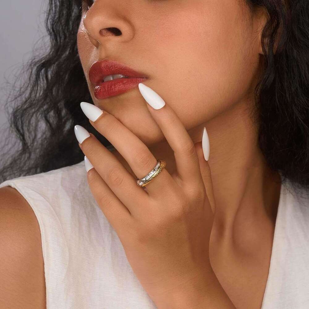 Stackable Rings for Women Infinity Interlocking Stack Non-Tarnish Two-Tone Gold Sier Plated Engagement Wedding Promise Chunky Fidget Dainty Cubic Zirc