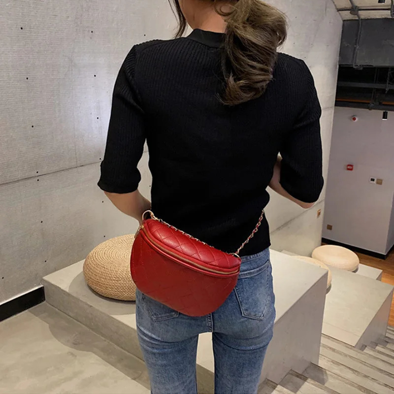 Chain Waist Bags Women Leather Fanny Pack Highquality Zipper Female Crossbody Chest packs Banana Bags Phone pocket 251023