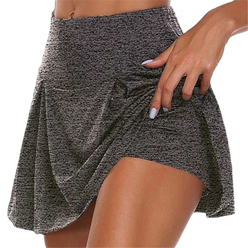 2025 Summer Basic Women's Solid Color Fake Two-Piece Leggings Skirt