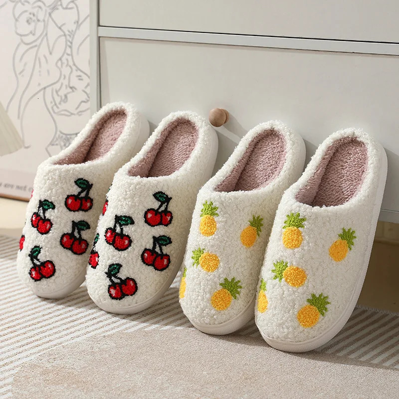 Slippers Women Cute Fruit Women Winter Indoor Warm Soft Sole Breathable Comfortable Nonslip Bedroom Casual Flats Cotton Shoes251020