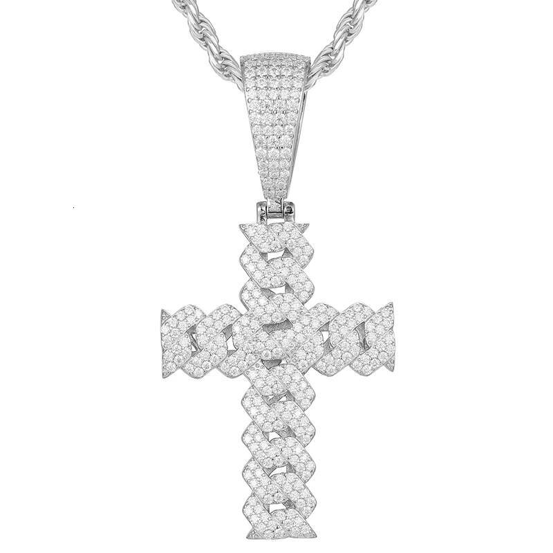 Elegant Religious 925 Silver Pendant with Monssanite in the Shape of a Cross Collection of Mossinate Cross Pendants Charms