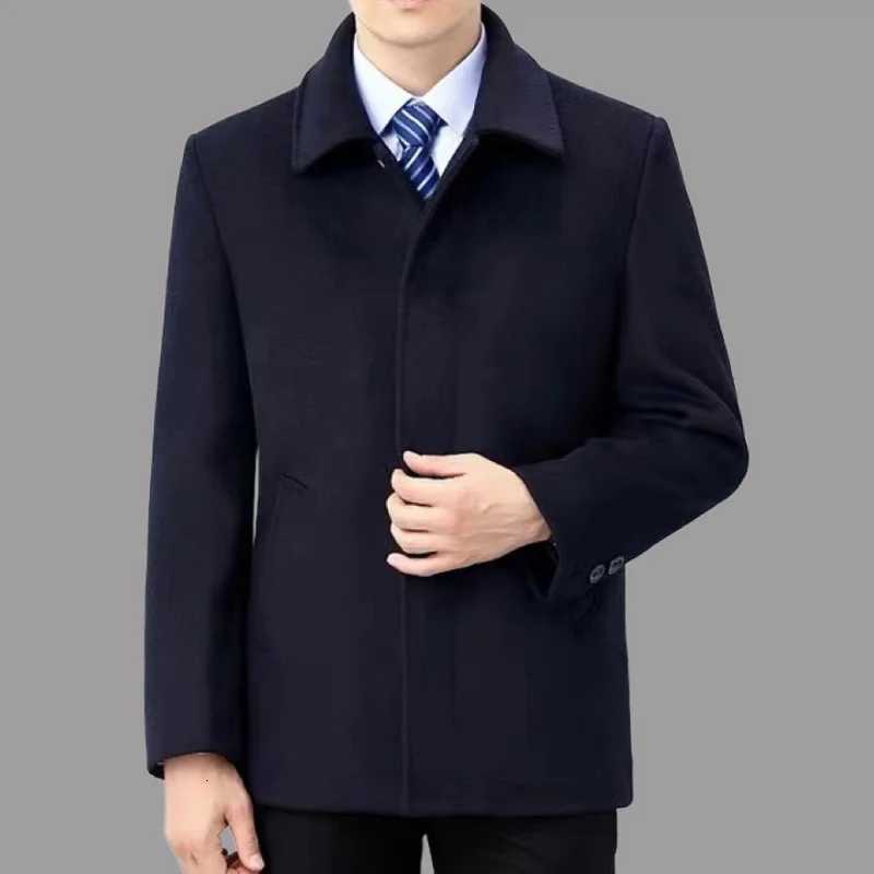 A stylish and cool short wool coat with buttons and lapels for men in autumn and winter a highend business dad suitT251025