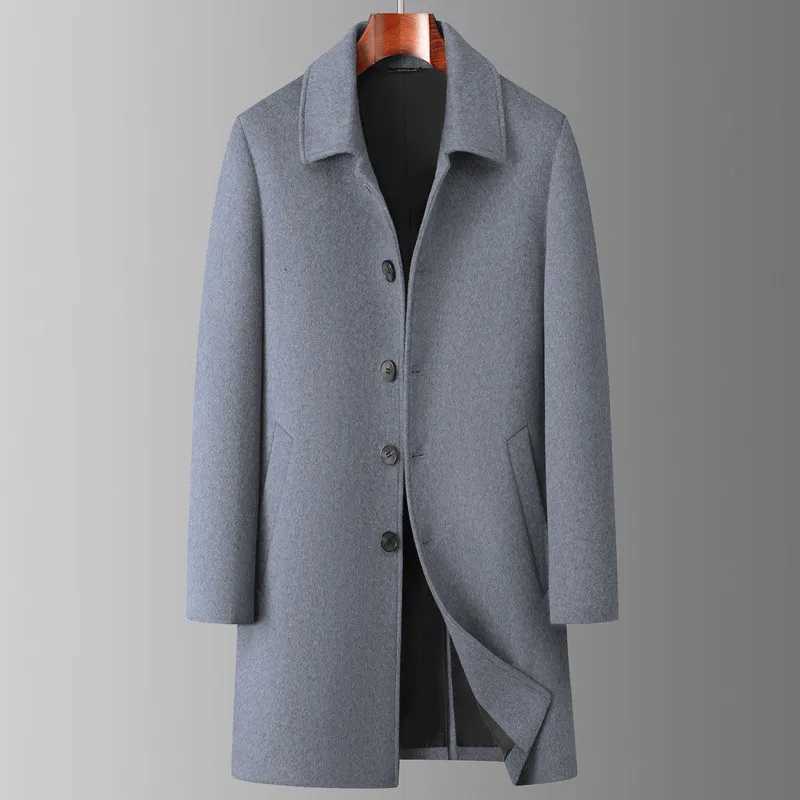 New Fashion Men Formal Business Wool Trench Coats British Style Cashmere Overcoats Quality Man Woolen Blends Long Jackets 4XLT251025