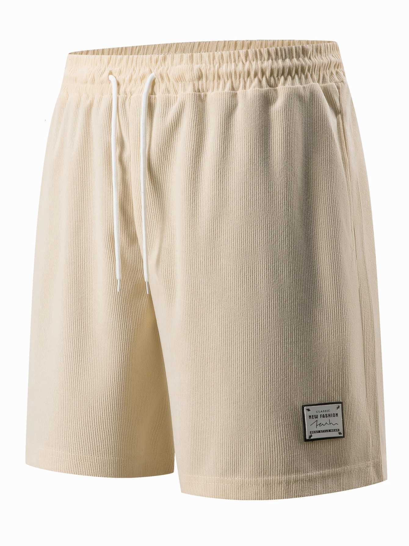 Summer Men Corduroy Sweatpants Casual Shorts Mens Beach Shorts Basketball Short Trousers Solid Color Label Sportswear MenXJ251025