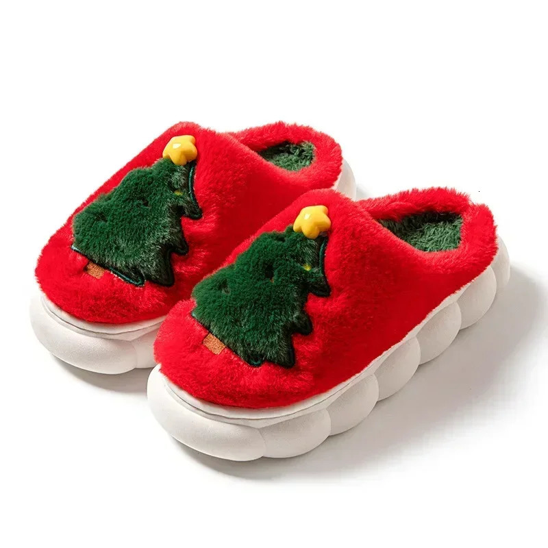 Cute Christmas Tree Womens Home Fluffy Slippers Cartoon Winter House Warm Shoes er Flat Casual Years Gift251020