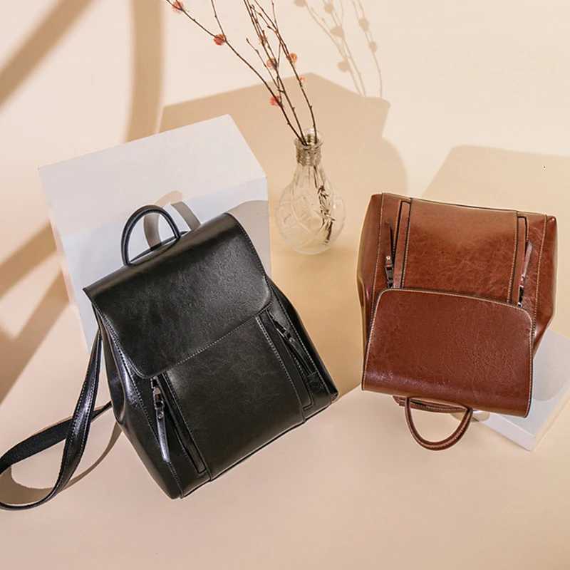 Women Backpack Cross body Shoulder Bag Genuine Leather Girls School Female Natural Skin Book Laptop Rucksack Messenger Bags W251025