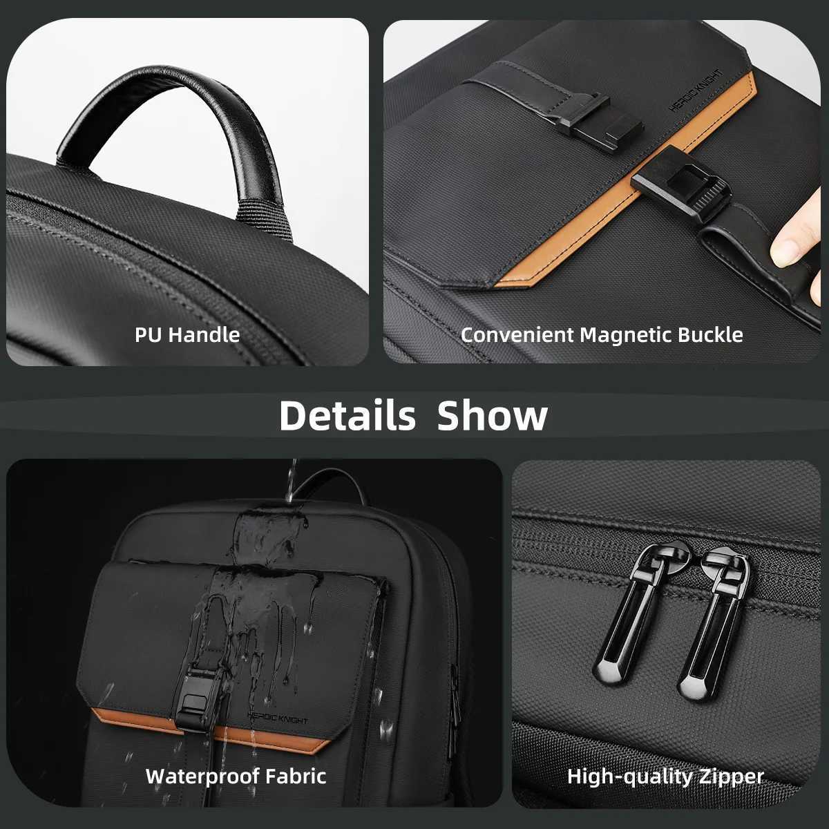 HK Stylish Business Backpack for Men Waterproof 156 inch Flap Laptop Backpack Multiple Pockets Casual Daypack for Work School W251025