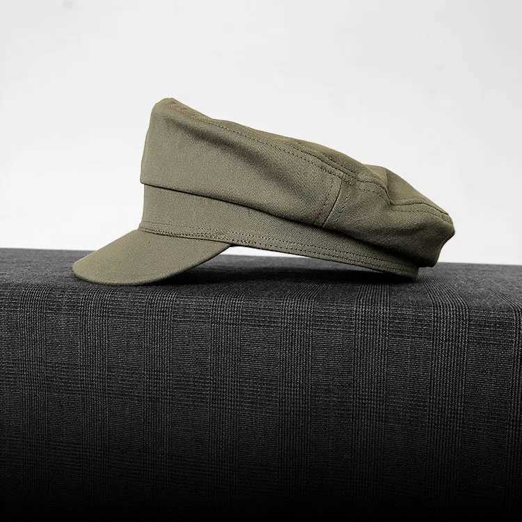 2025 Mens Nautical Peaked C Vintage Flat Top Beret Military Style Breathable Cotton Summer Boating Hat Anchor Pah Y251025