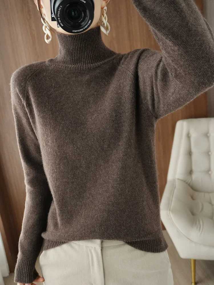 Fashion Basic Autumn Winter Merino Wool Sweater Mock Neck Cashmere Pullover Solid Color Soft Long Sleeve Clothing TopsT251025