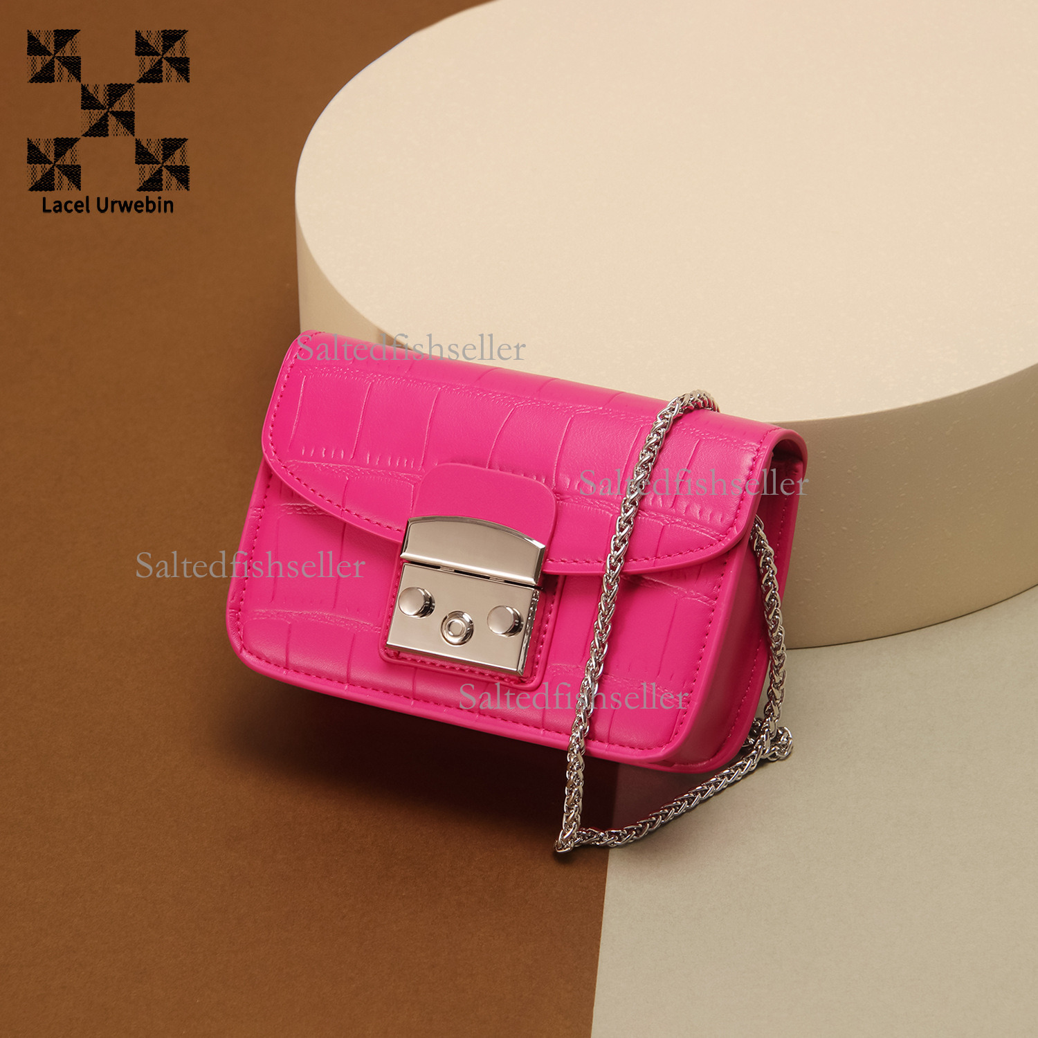 Lacel Urwebin Designer Luxury Crocodile Pattern Handbag Fashion Trend Small Fragrant Style Chain Mini Metal Buckle Single Shoulder Crossbody Bag Small